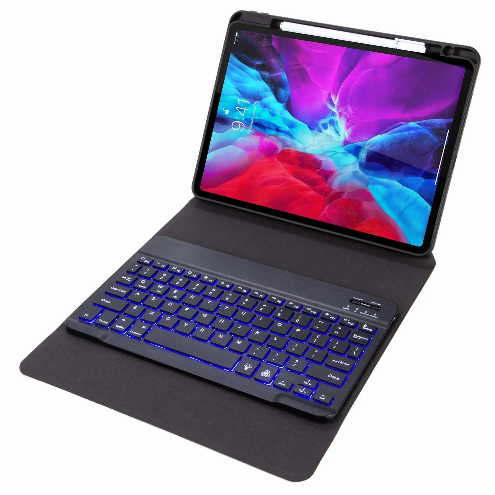 Bluetooth Keyboard Leather Case For Ipad Pro 11 With Three-Fold Holder & Backlight
