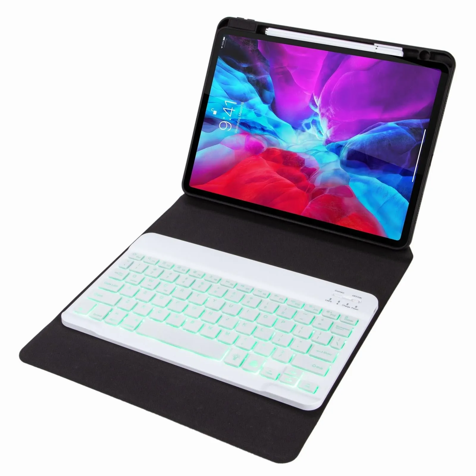 Bluetooth Keyboard Leather Case For Ipad Pro 11 With Three-Fold Holder & Backlight
