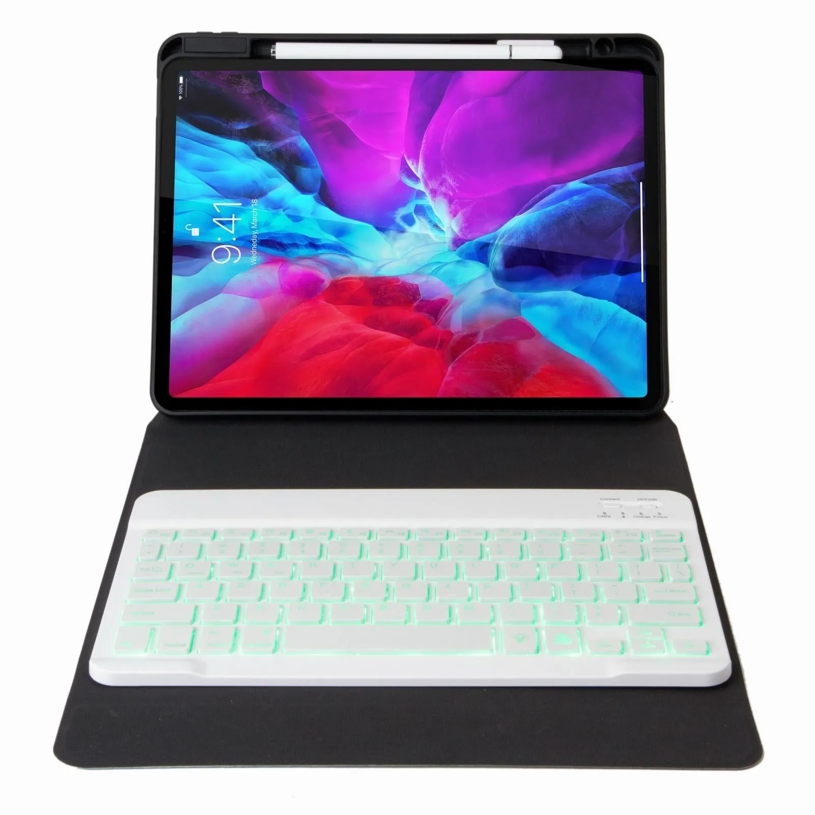 Bluetooth Keyboard Leather Case For Ipad Pro 11 With Three-Fold Holder & Backlight