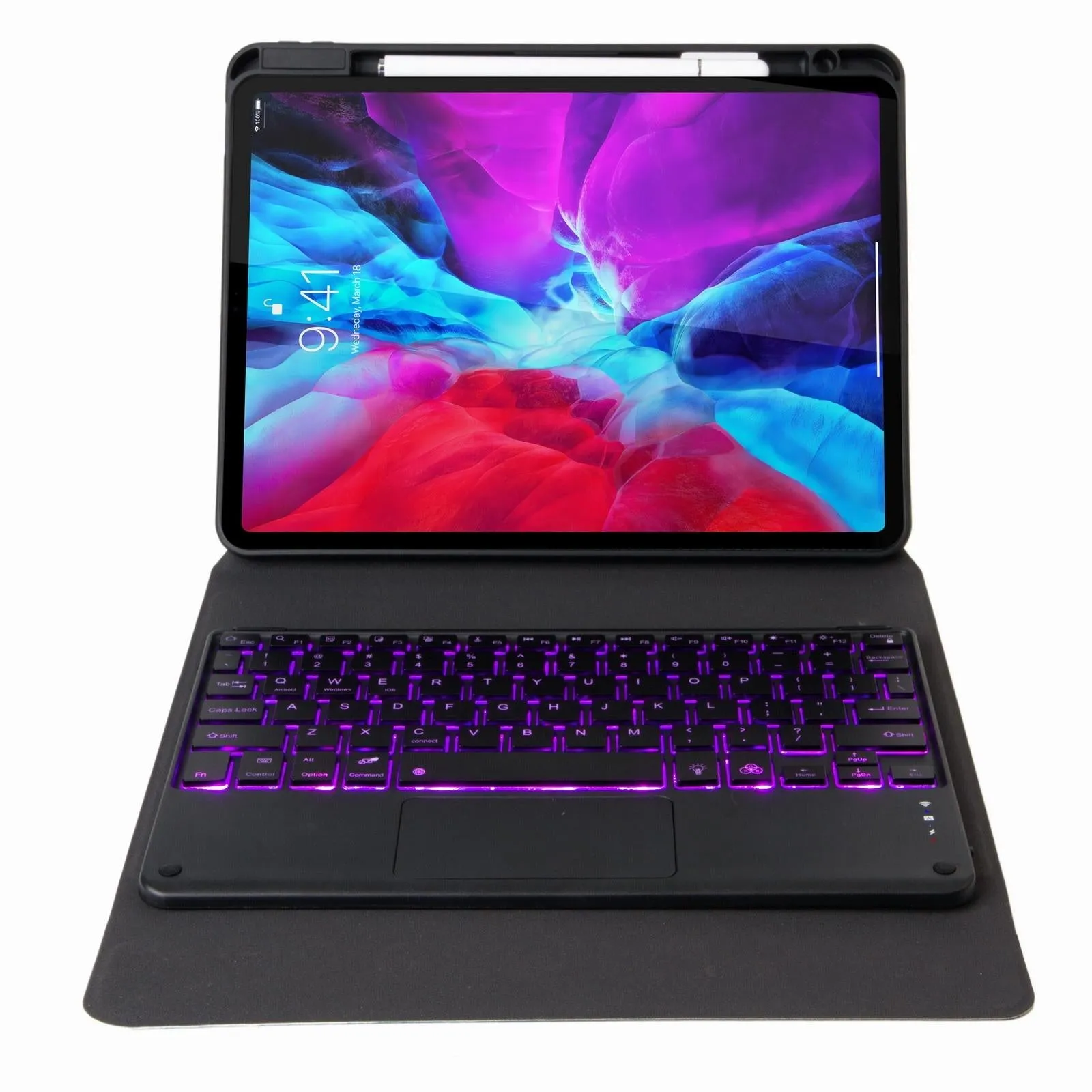 Bluetooth Keyboard Leather Case For Ipad Pro 11 With Three-Fold Holder & Backlight