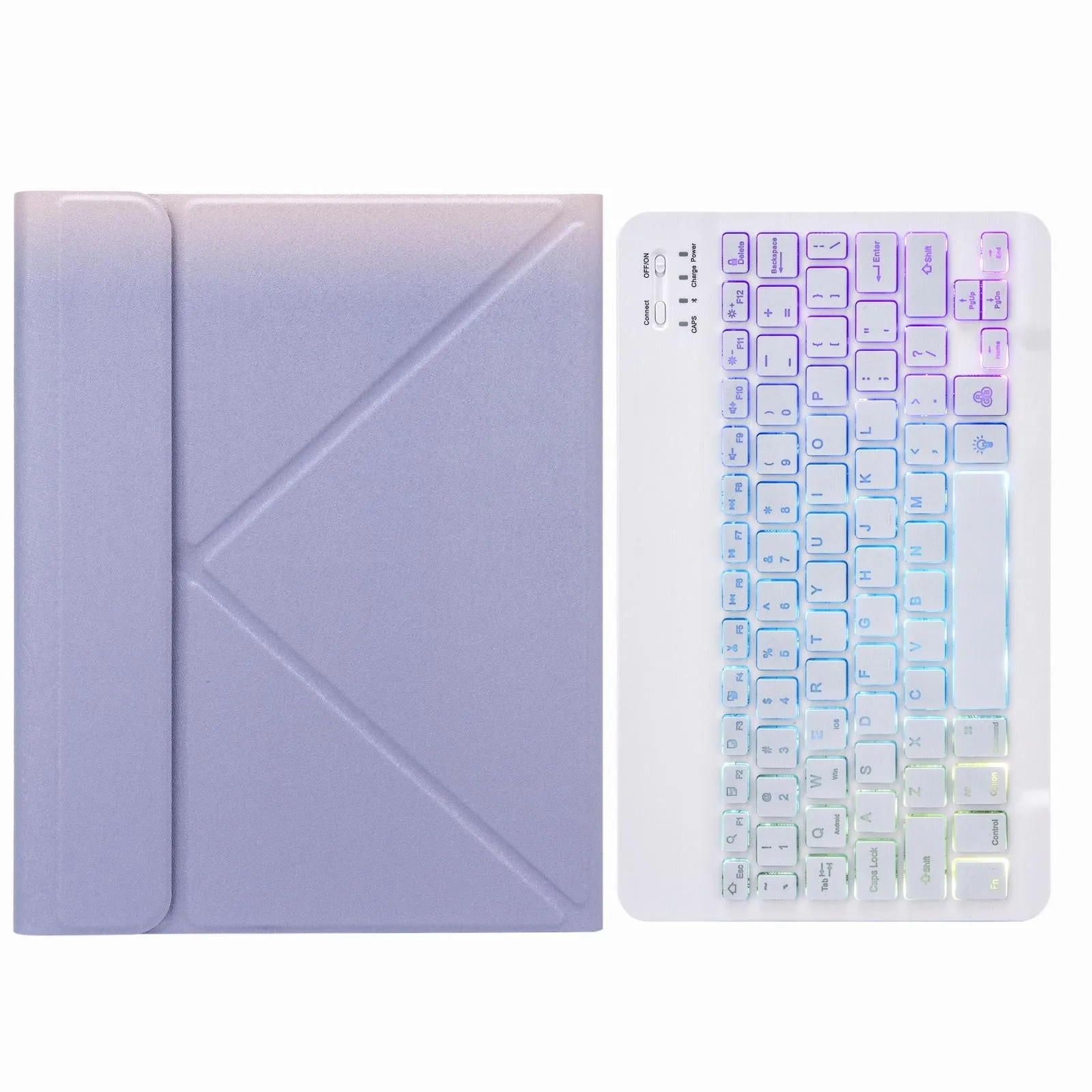Bluetooth Keyboard Leather Case With Three-Fold Holder For Ipad Air 2020 - Tri-Colour Backlight