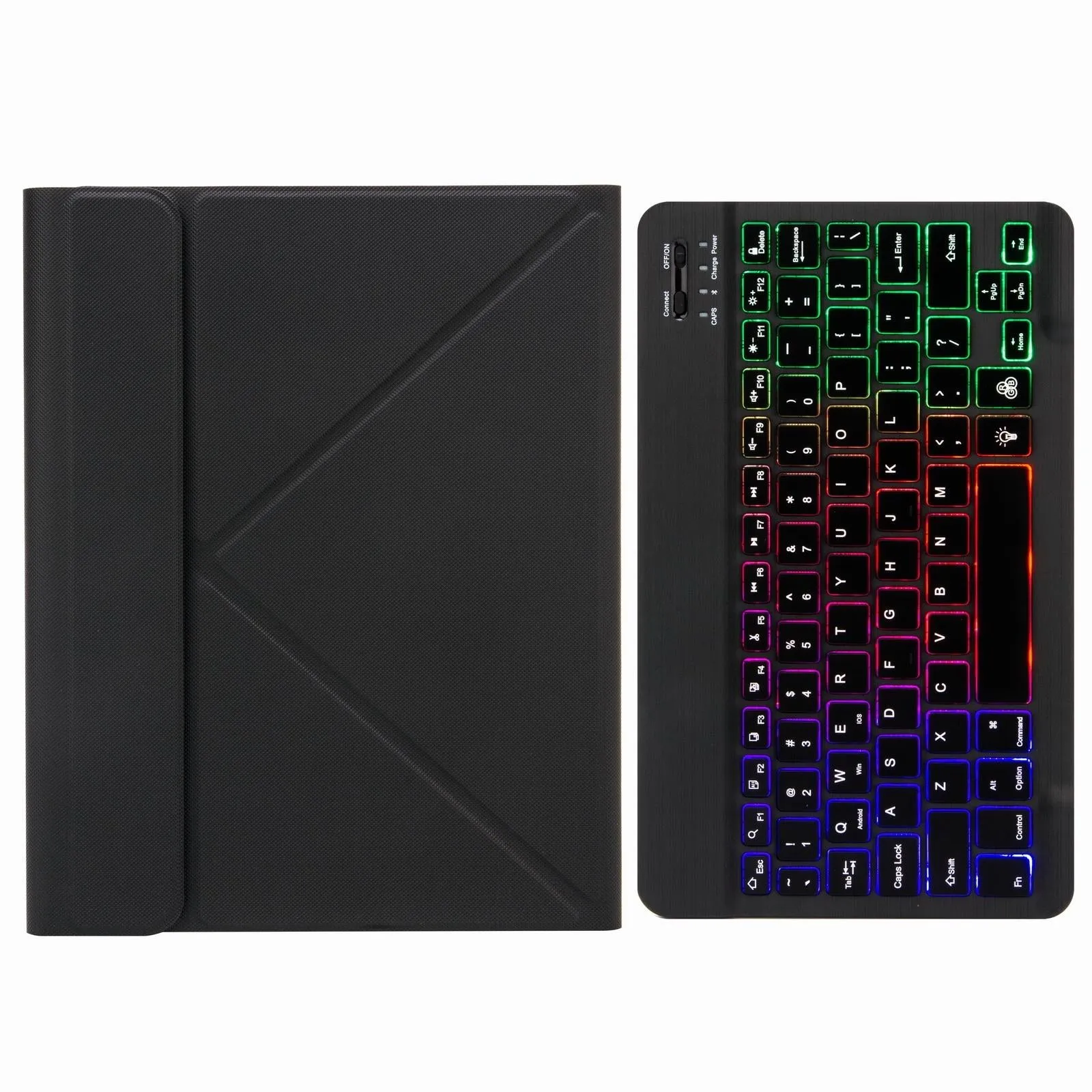 Bluetooth Keyboard Leather Case With Three-Fold Holder For Ipad Air 2020 - Tri-Colour Backlight