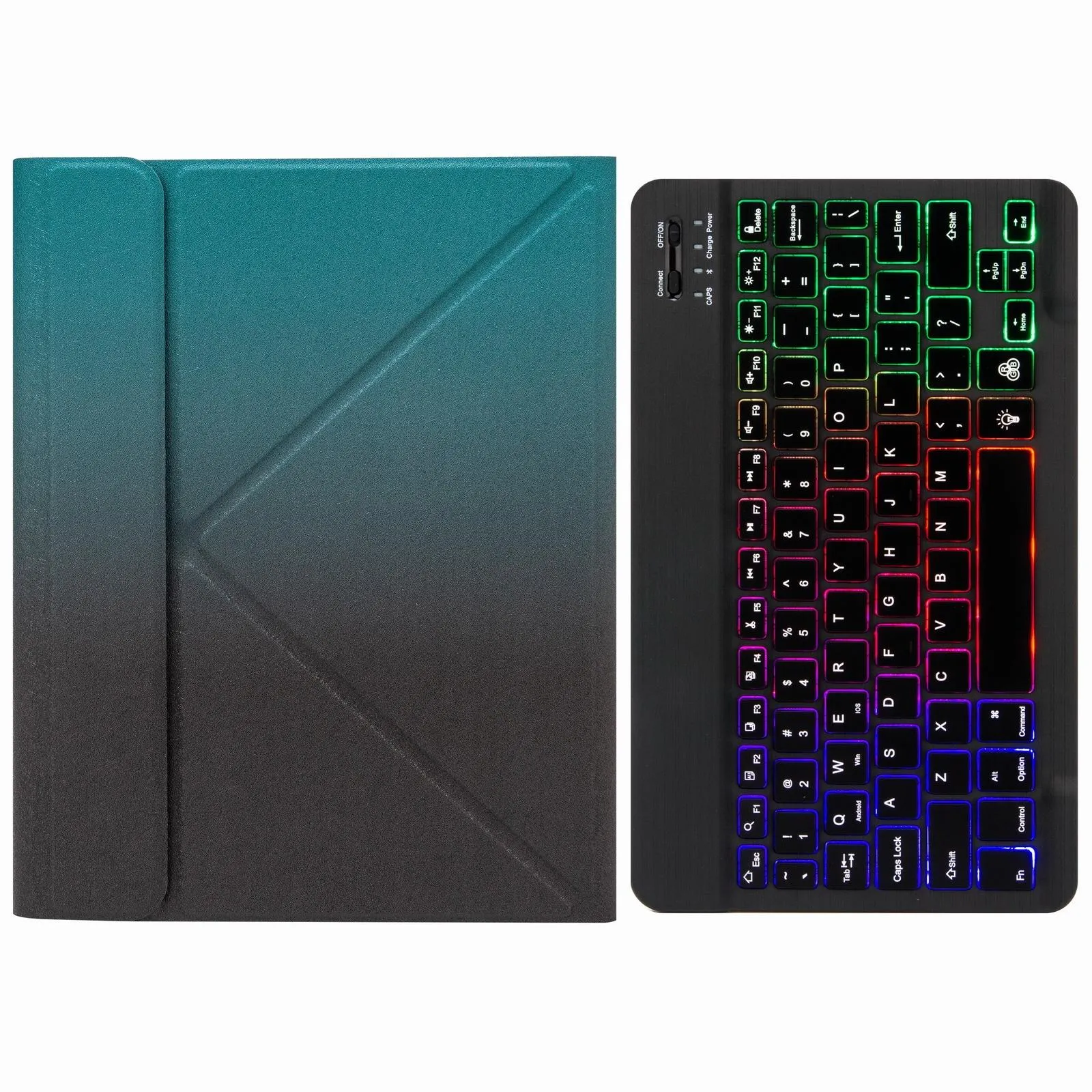 Bluetooth Keyboard Leather Case With Three-Fold Holder For Ipad Air 2020 - Tri-Colour Backlight