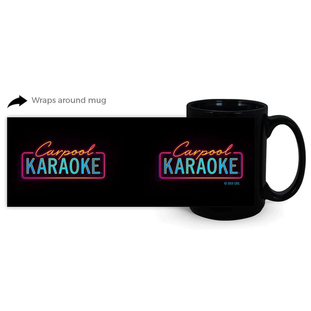 Carpool Karaoke Neon Logo 11 oz Black Mug