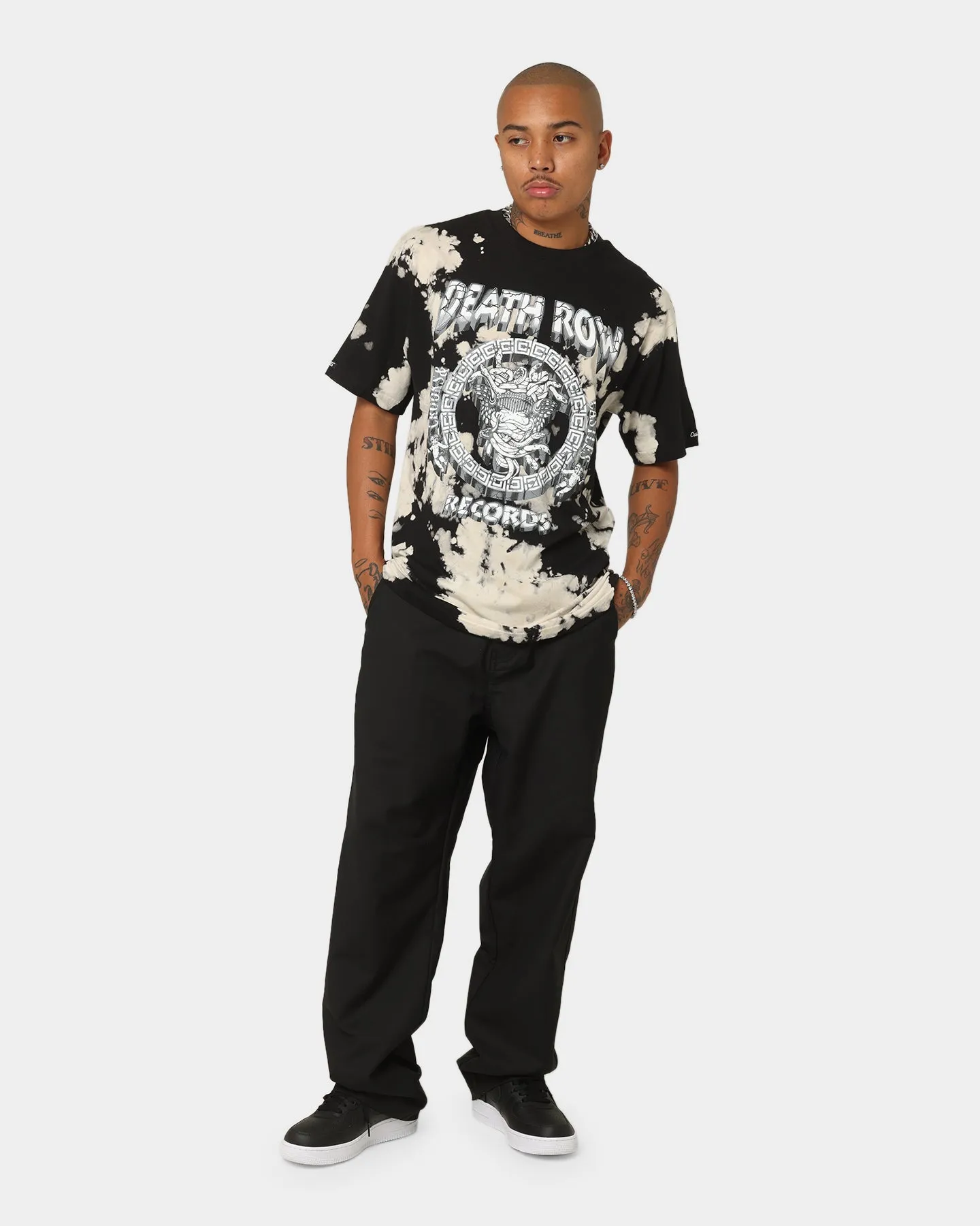 Crooks & Castles Death Row Records X Crooks & Castles Stone Acid Wash T-Shirt Black
