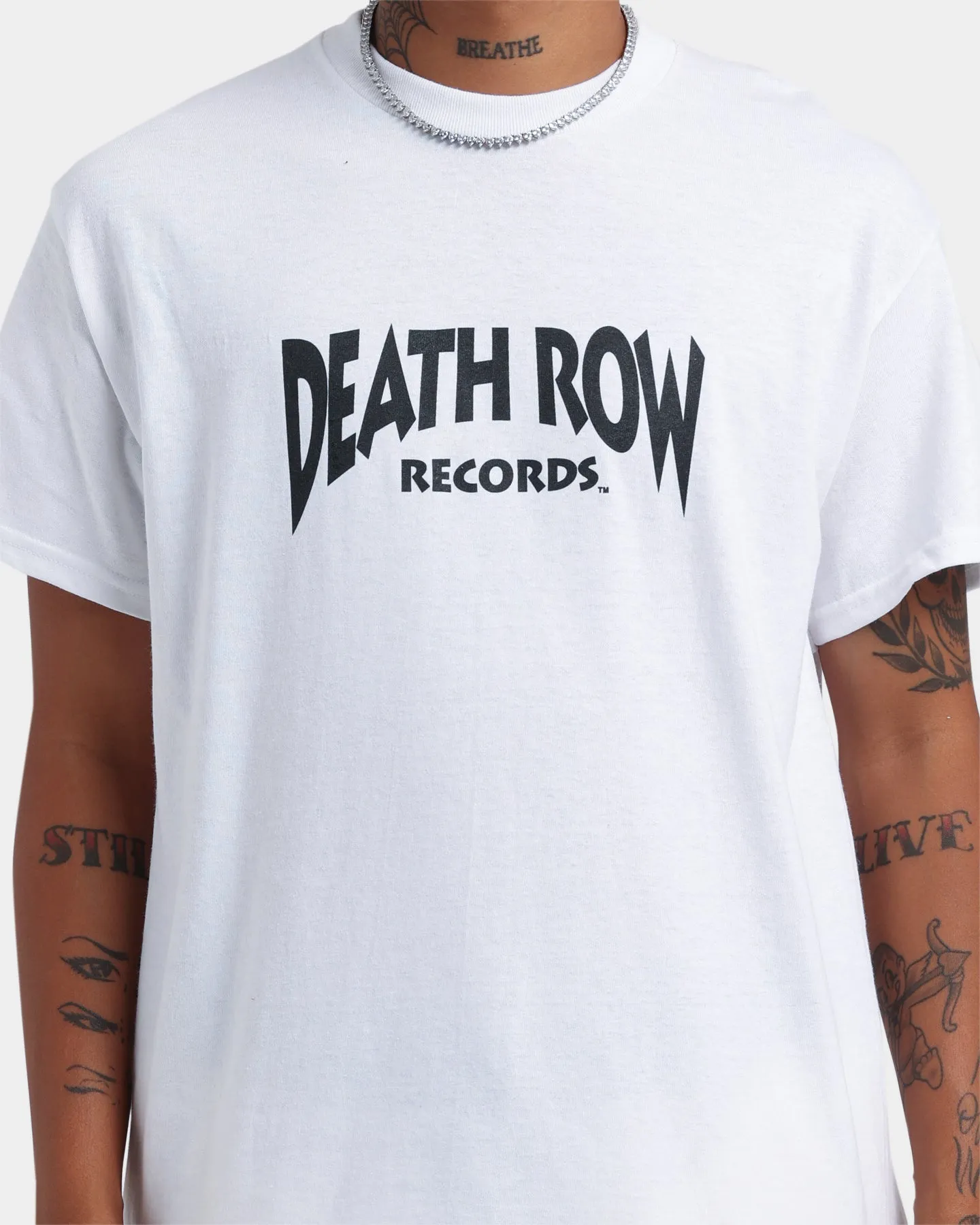 Death Row Records Deathrow Logo T-Shirt  White/Black