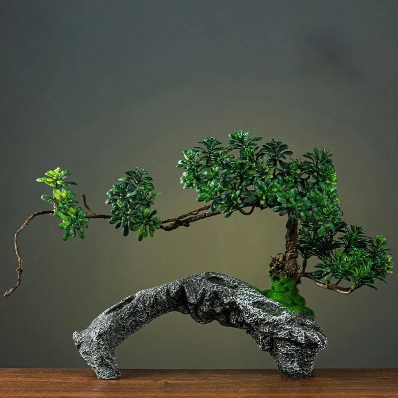 Green Plant Artificial Greeting Pine Rockery Bonsai Sprinkler Shop Living Room Entrance Home Office Decorations Landscape