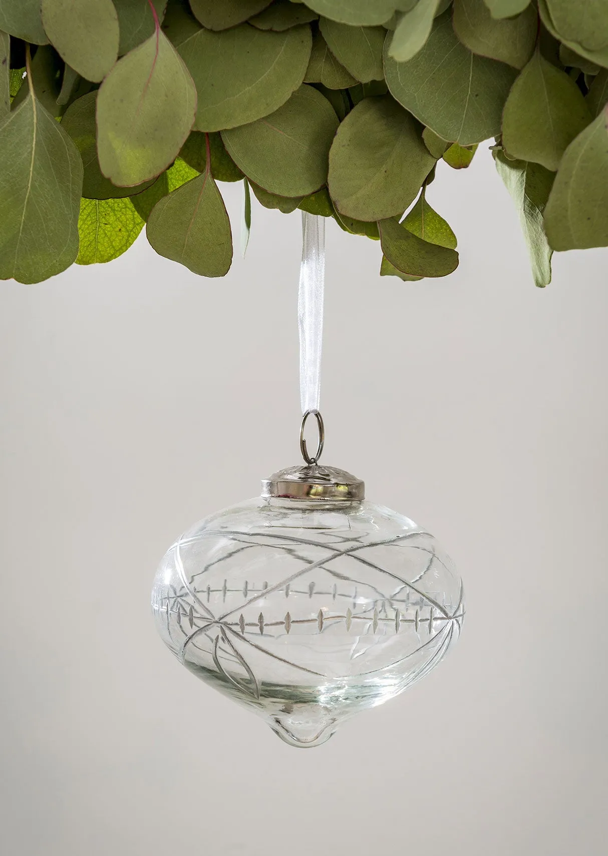Large Etched Glass Bauble