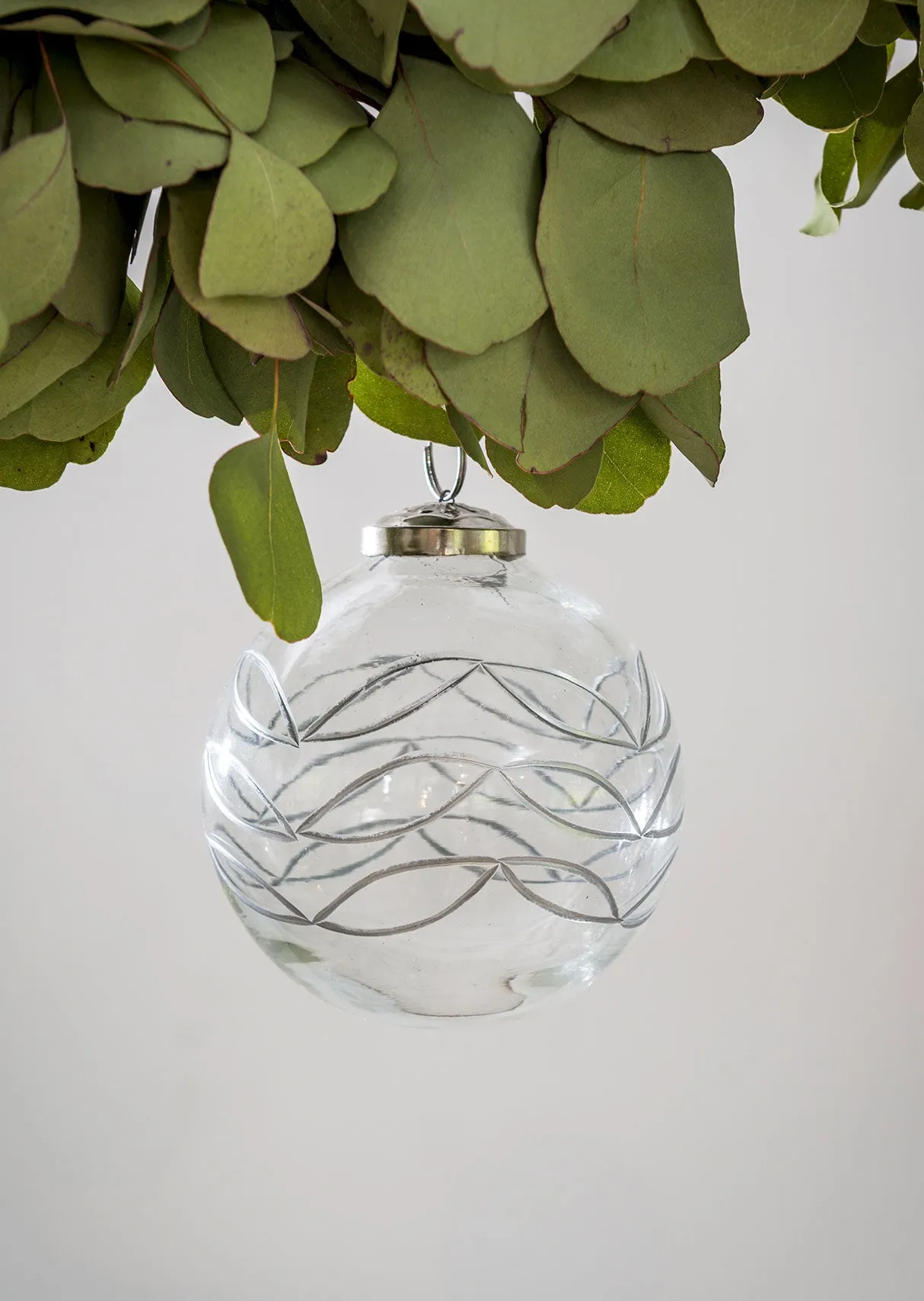 Large Etched Glass Bauble