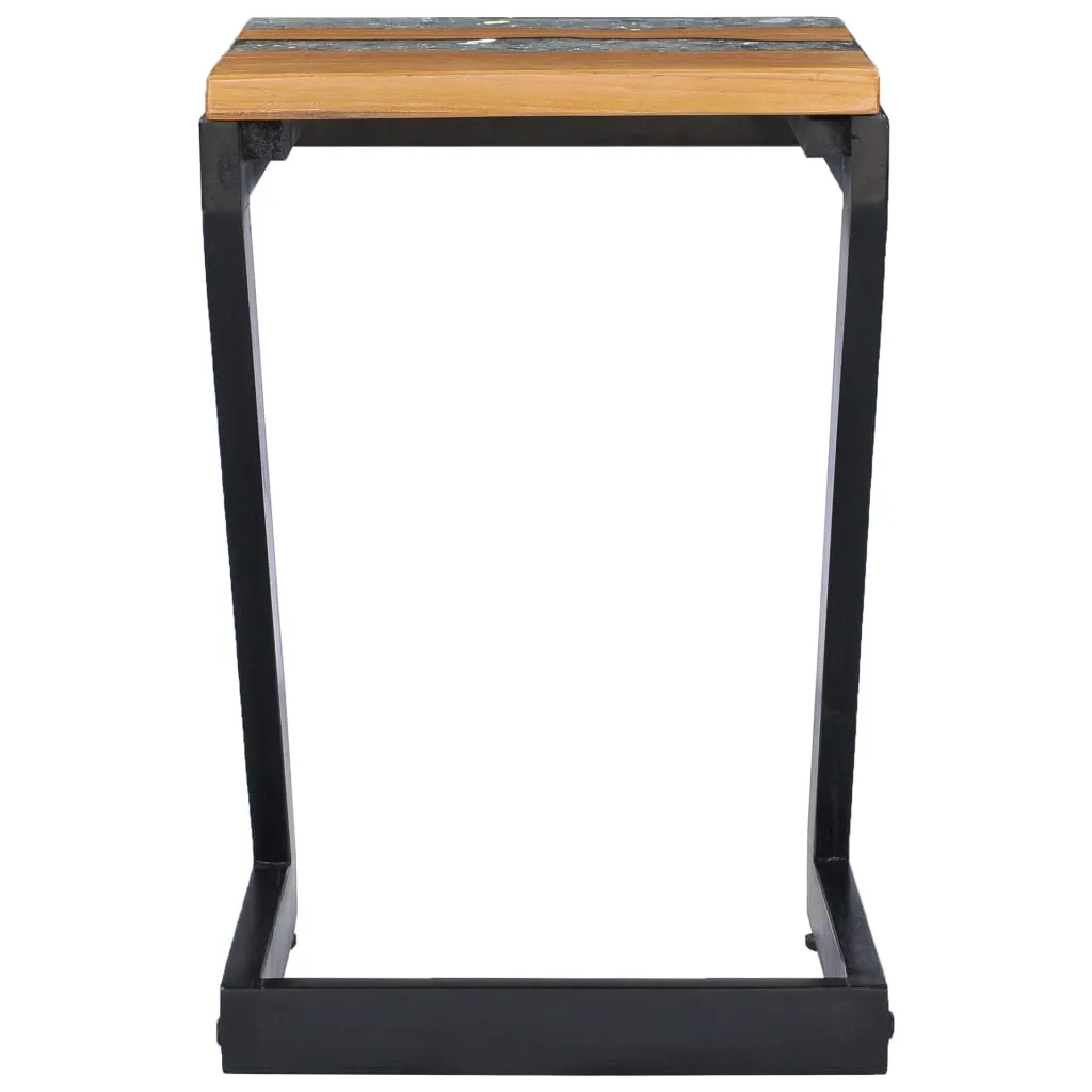 vidaXL Coffee Table 30x30x50 cm Solid Teak Wood and Polyresin