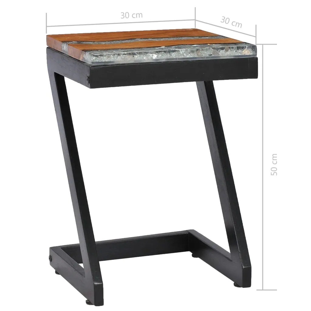 vidaXL Coffee Table 30x30x50 cm Solid Teak Wood and Polyresin